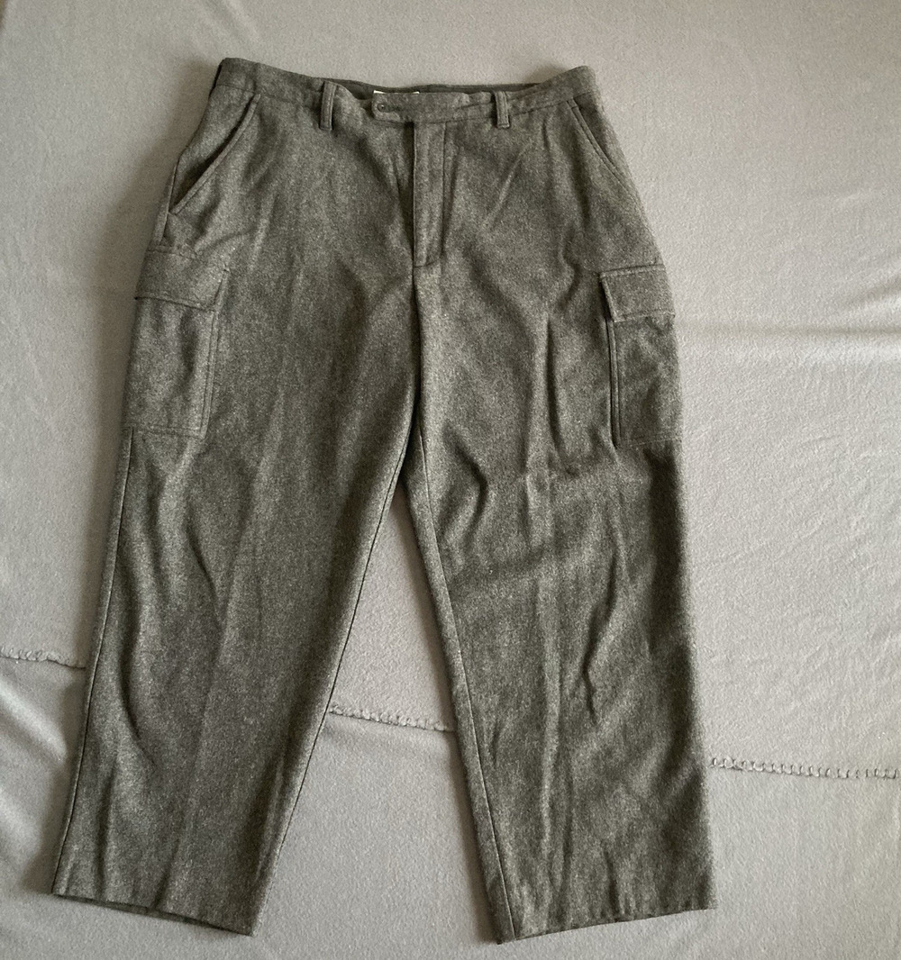 Vintage Y2k J Crew Wool Blend Cargo Pants Men's 38x32 (Fit 38x28) Gray Straight